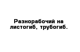 Разнорабочий на листогиб, трубогиб.